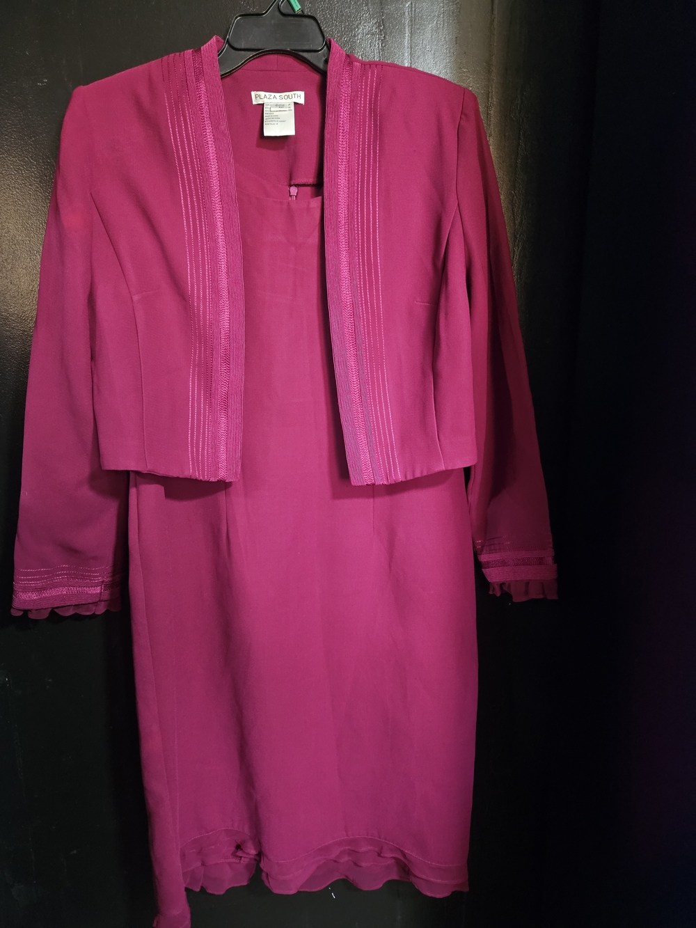 Plaza South Burgundy Women's Dress and Jacket Set